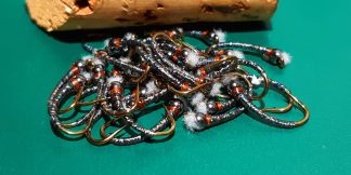 Silver Zucchini Chironomid Pupa Fly - Black Bead Rusty Collar