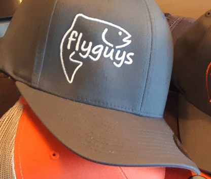 flyguys FlexFit Fishing Hat - Charcoal with White Logo