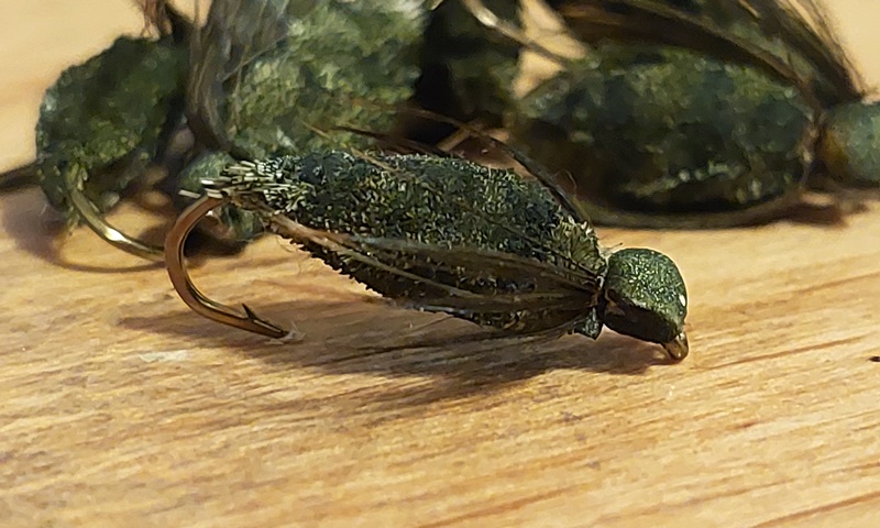 Double Float (Spun Deer Hair) Dragonfly Nymph Fly Pattern
