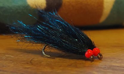 Dub Thumper - Black & Blue (Hot Orange Bruiser) Dubbing Loop Leech Fly Pattern